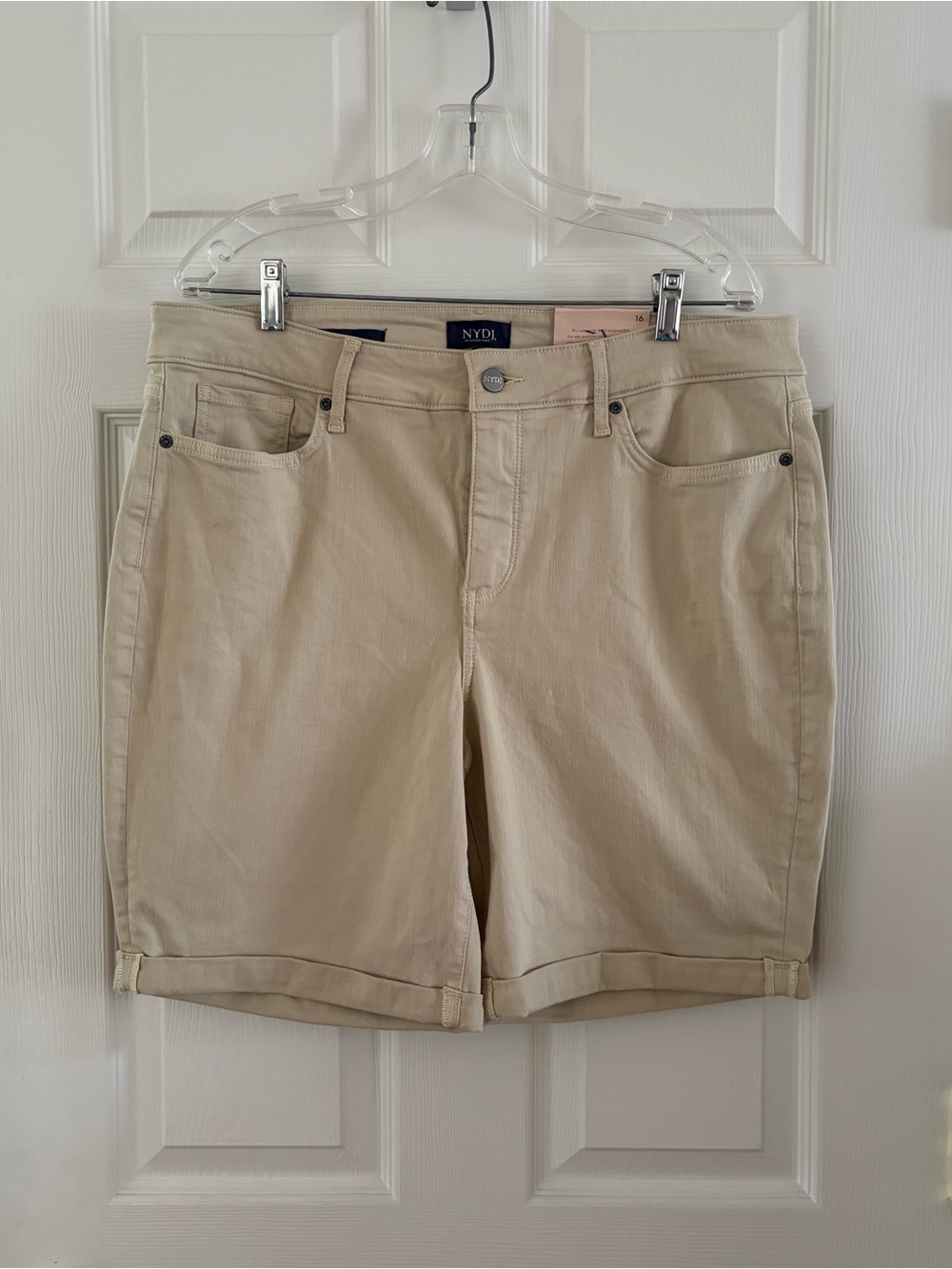 NYDJ Beige / Khaki Cuffed Ella Shorts